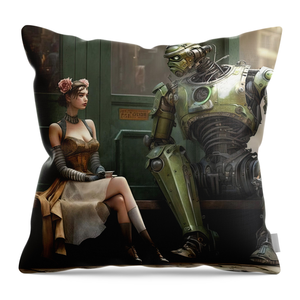 Woman Throw Pillow featuring the digital art Time Collapse No.7 by My Head Cinema