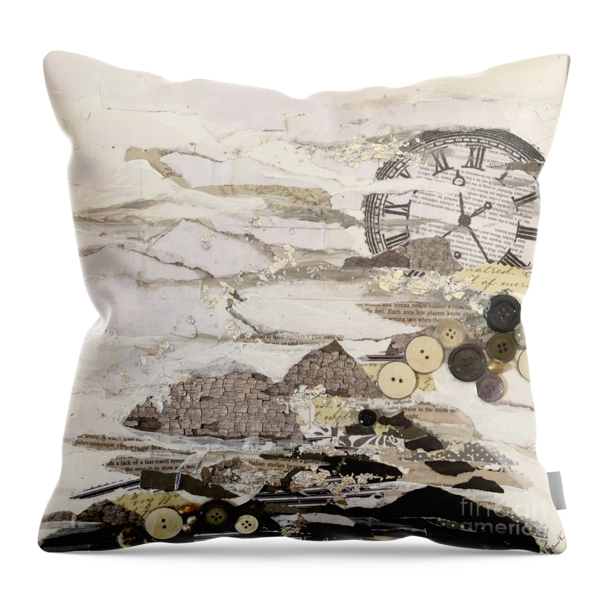 Time Throw Pillow featuring the painting Time Stands Still by Jacqui Hawk