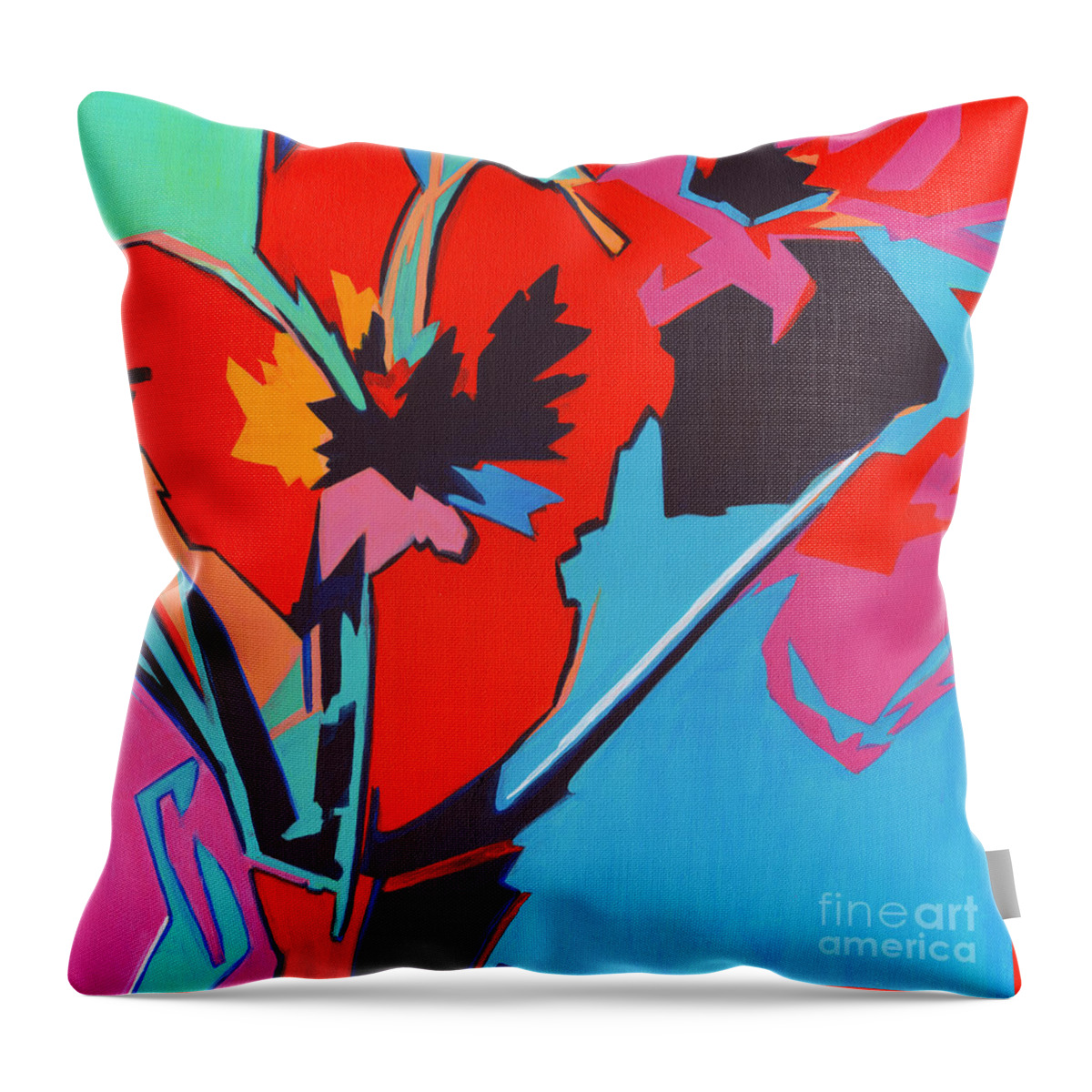 Contemporary Painting Throw Pillow featuring the painting Time- Red Impact by Tanya Filichkin