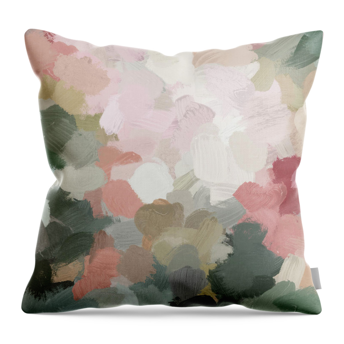 Forest Green Throw Pillow featuring the painting Time to Bloom by Rachel Elise