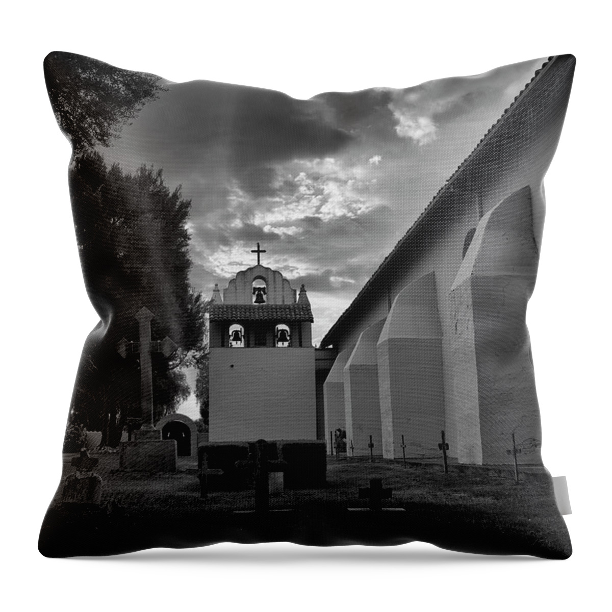 Santa Inez Mission Throw Pillow featuring the photograph Times Past by Daniel Hayes
