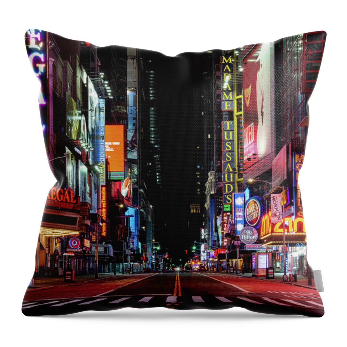 Times Square Throw Pillow featuring the photograph Times Square - Covid-19 by Randy Lemoine