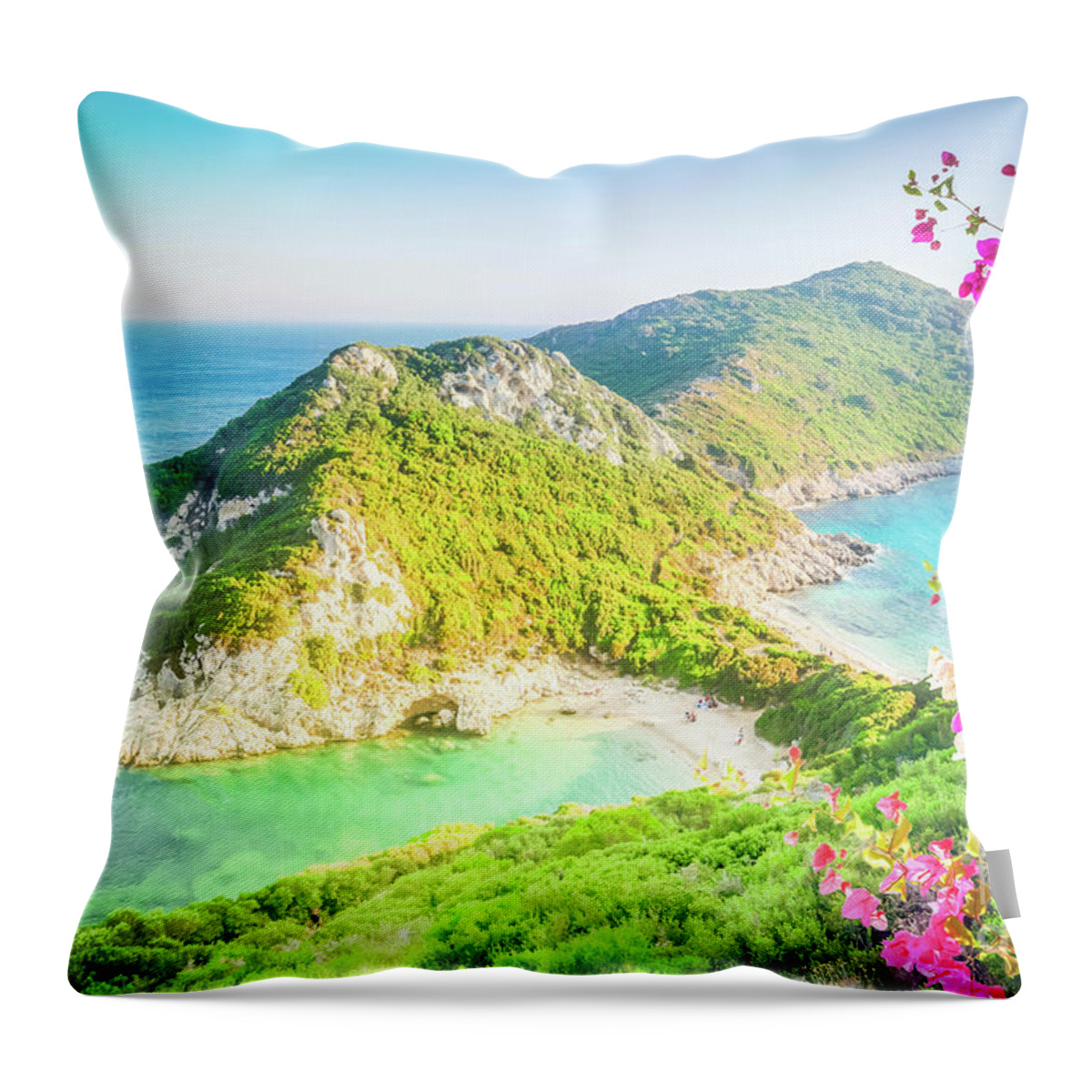 Korfu Throw Pillow featuring the photograph Timoni Beach by Anastasy Yarmolovich