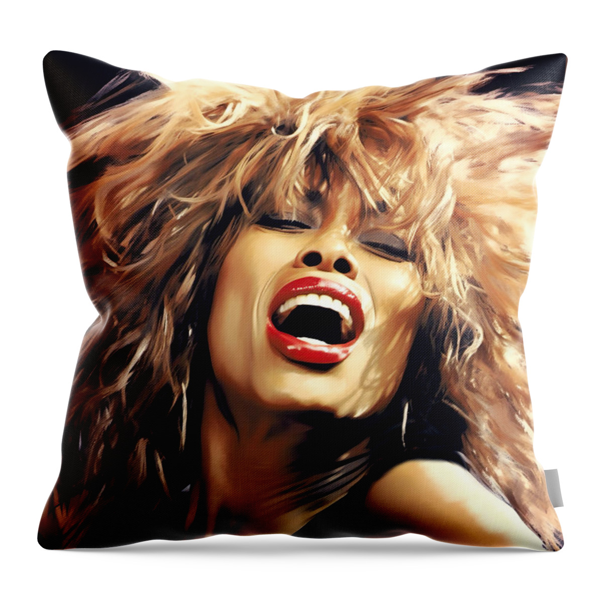 Tina Turner Throw Pillow featuring the painting Tina Turner by Mark Ashkenazi