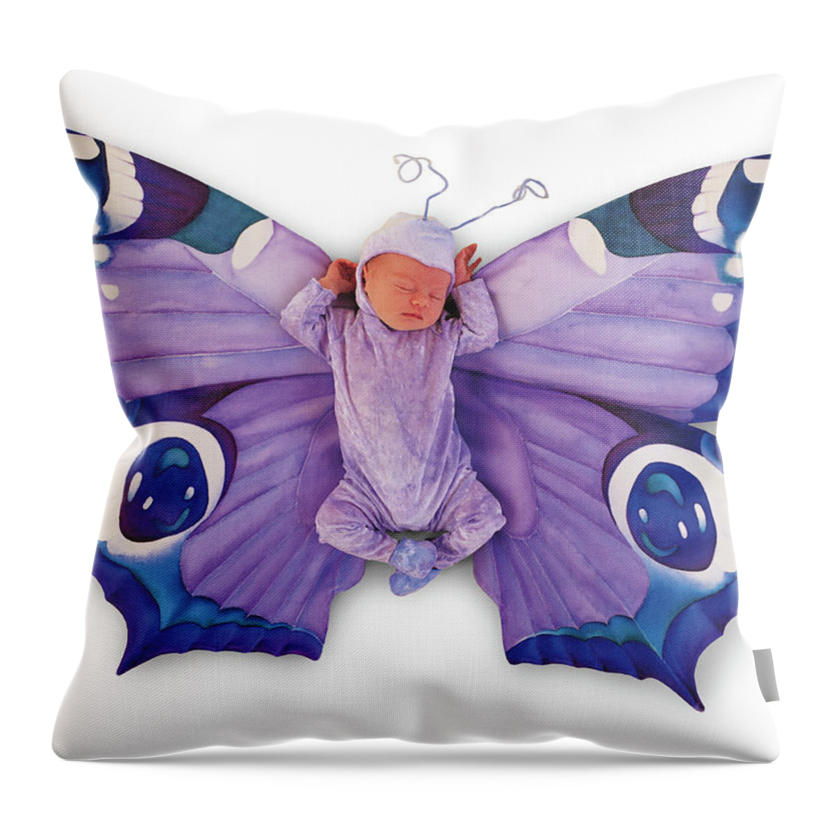 Butterfly Throw Pillow featuring the photograph Tiny Butterfly #3 by Anne Geddes