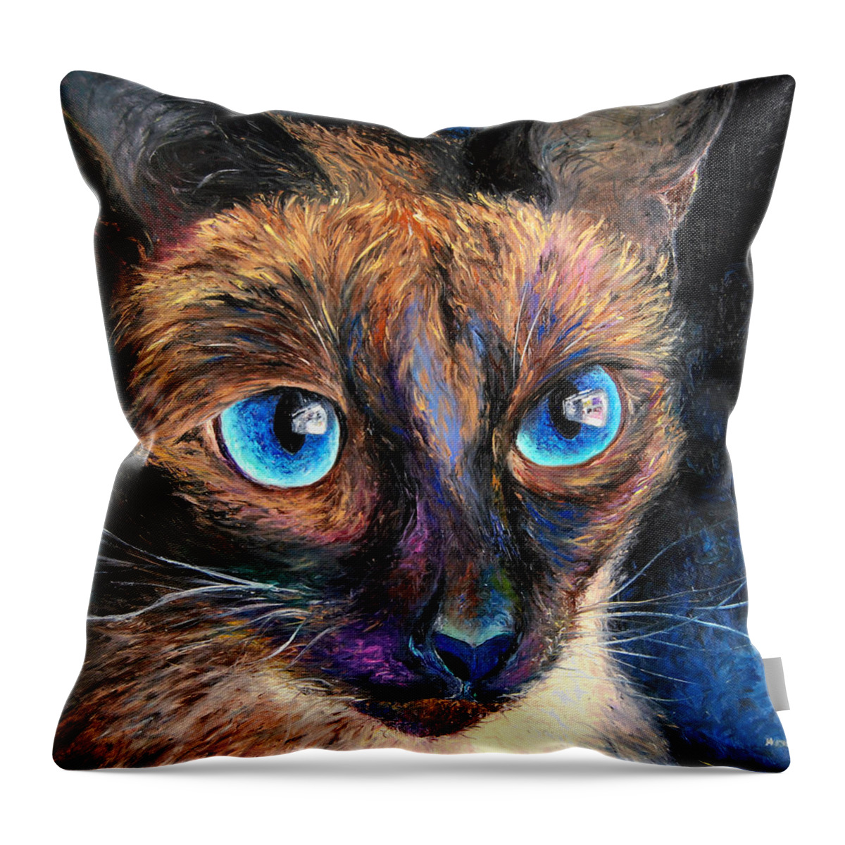 Catart Throw Pillow featuring the painting My whole world by Hafsa Idrees