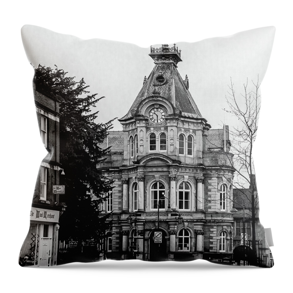 Buildings Throw Pillow featuring the photograph Tiverton Town Hall by Shirley Mitchell