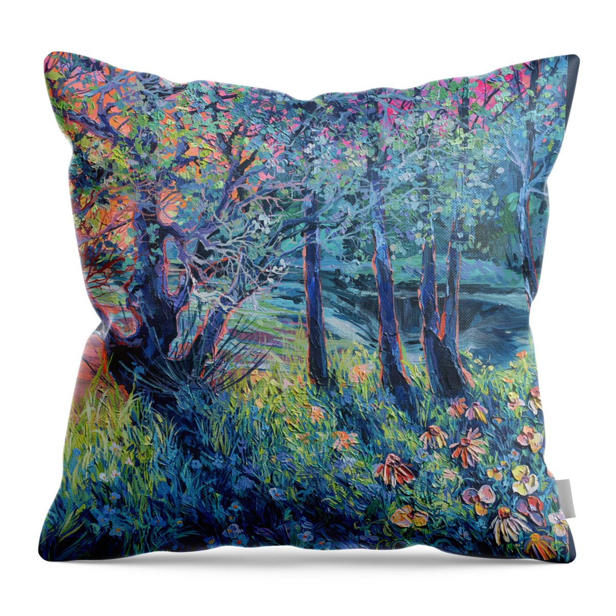  Throw Pillow featuring the painting To Meet The Dawn. First Part by Anastasia Trusova