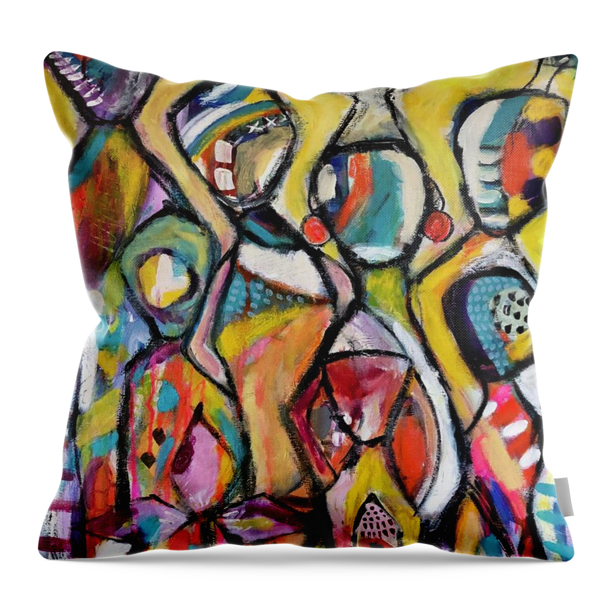 Together Throw Pillow featuring the mixed media Together we are strong by Corina Stupu Thomas