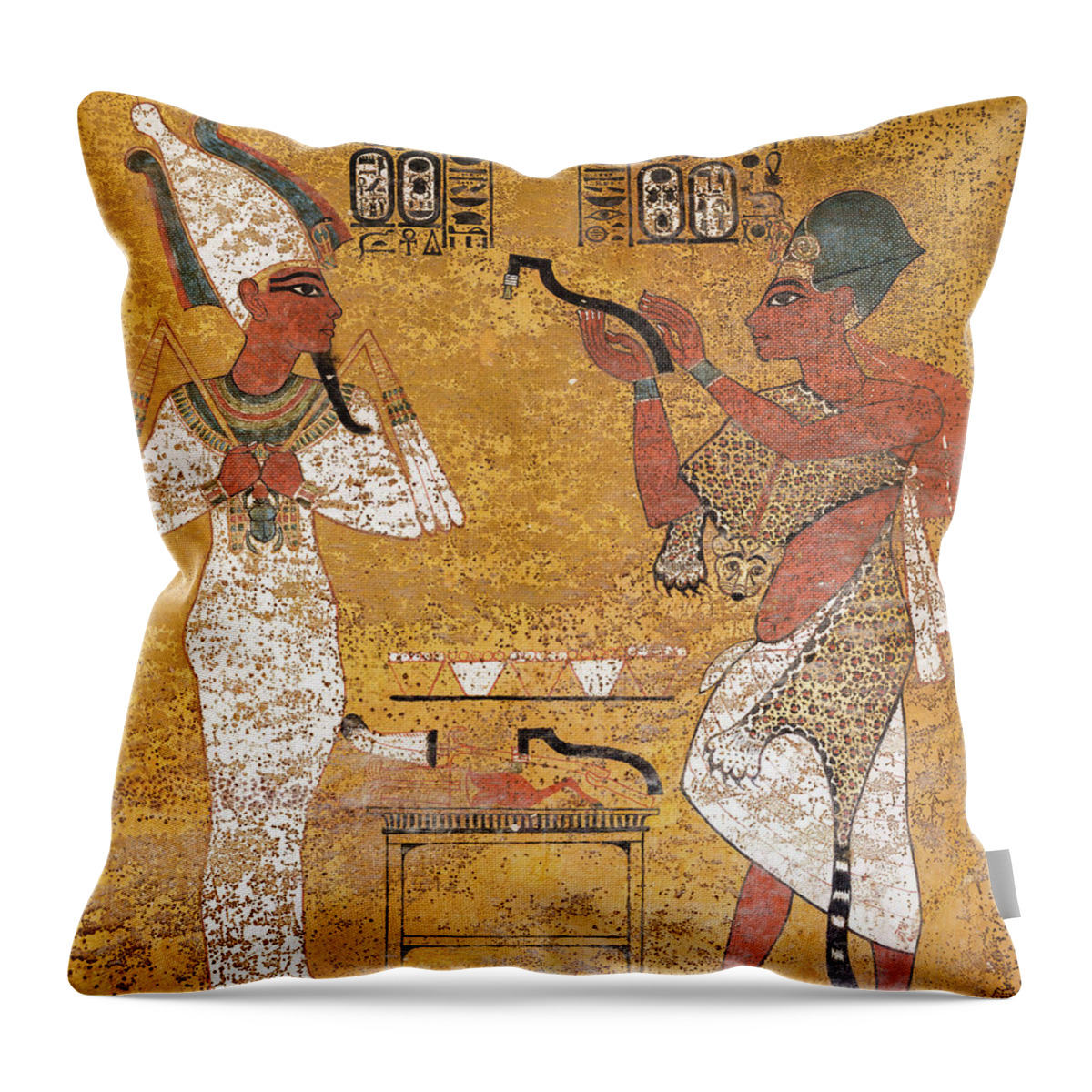 Tomb Of Tutankhamun Throw Pillow featuring the painting Tomb of Tutankhamun, Wall Decorations by Egyptian History