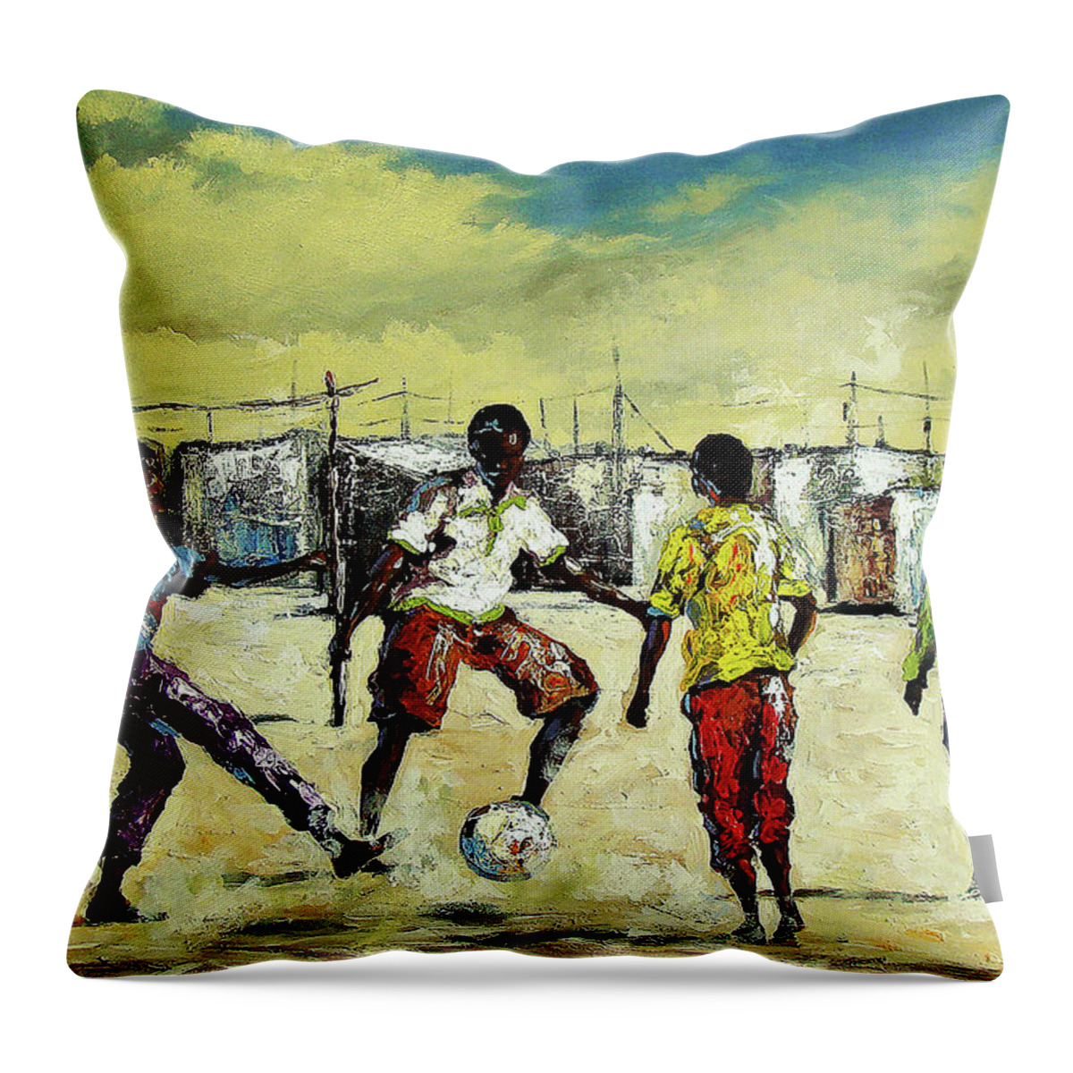  Throw Pillow featuring the painting Tomorrow's Dreams by Berthold Moyo