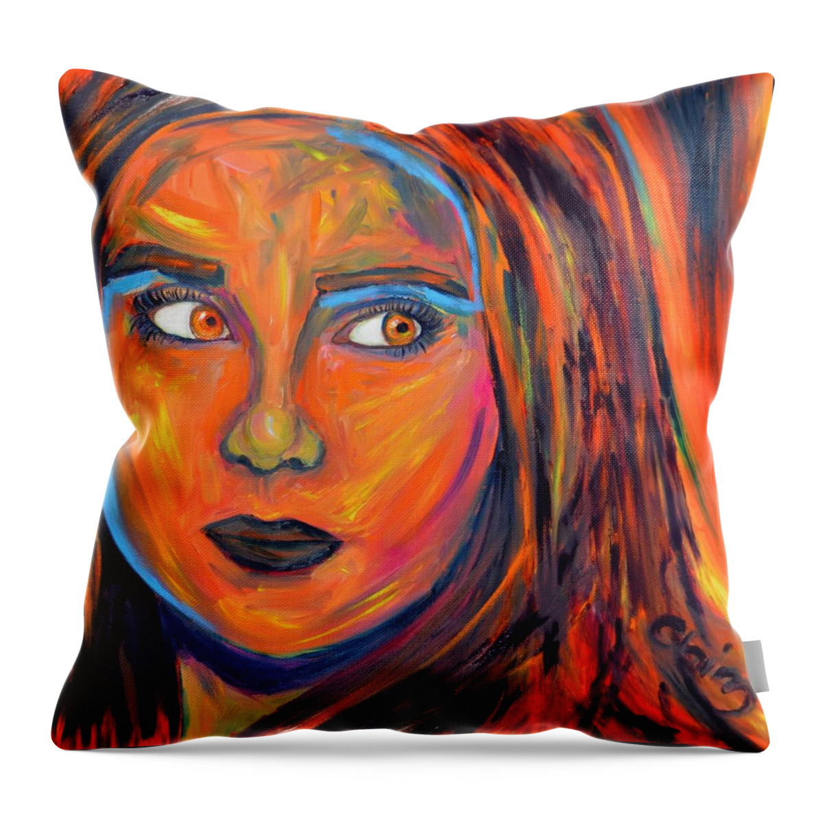 Eye Throw Pillow featuring the painting Topaz by Chiara Magni