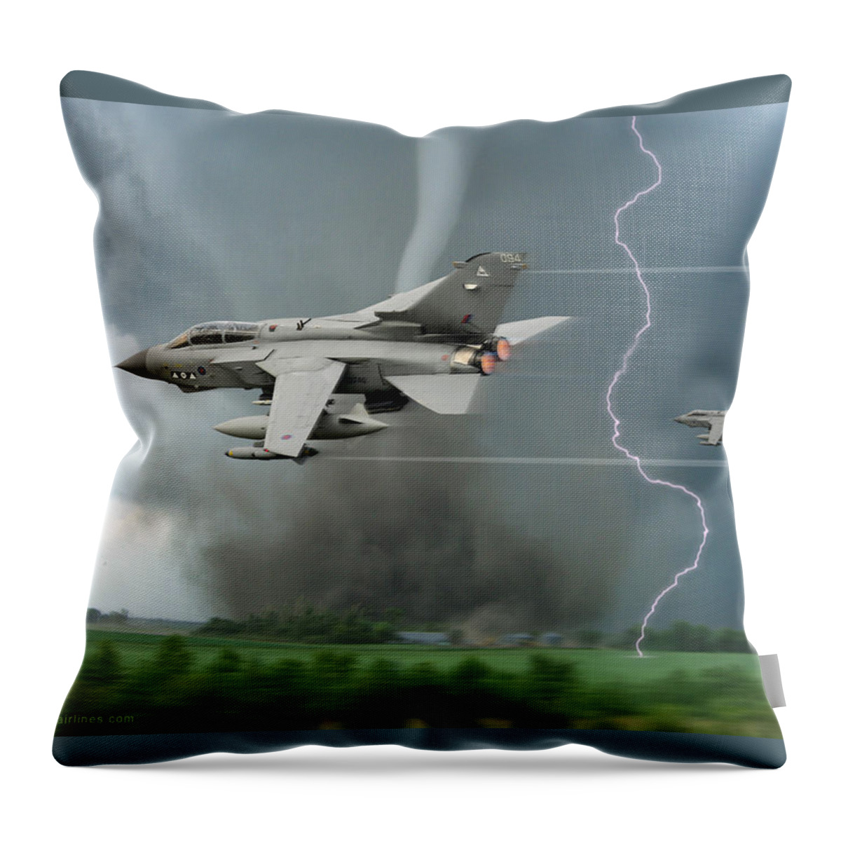 Panavia Throw Pillow featuring the digital art Tornados In The Storm by Custom Aviation Art