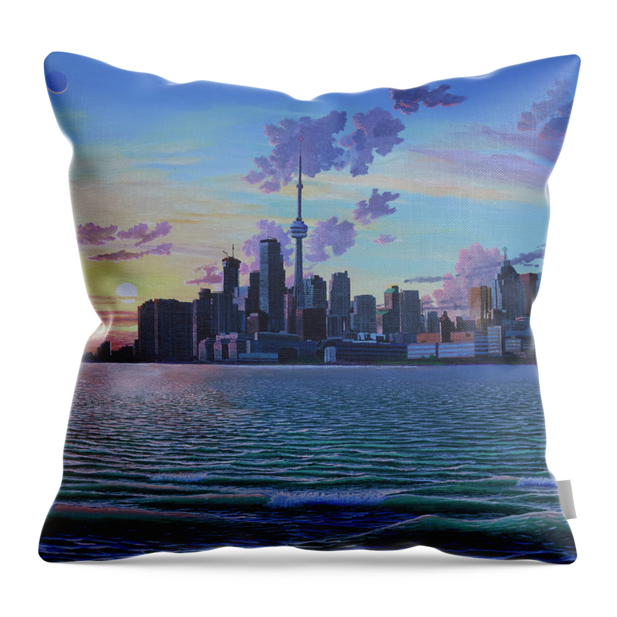 Toronto Throw Pillow featuring the painting Toronto at Sunset by Michael Goguen