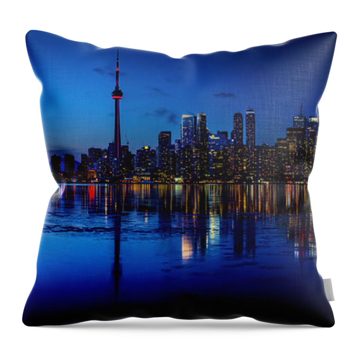 Canada Throw Pillow featuring the photograph Toronto Blue Skyline by Dee Potter