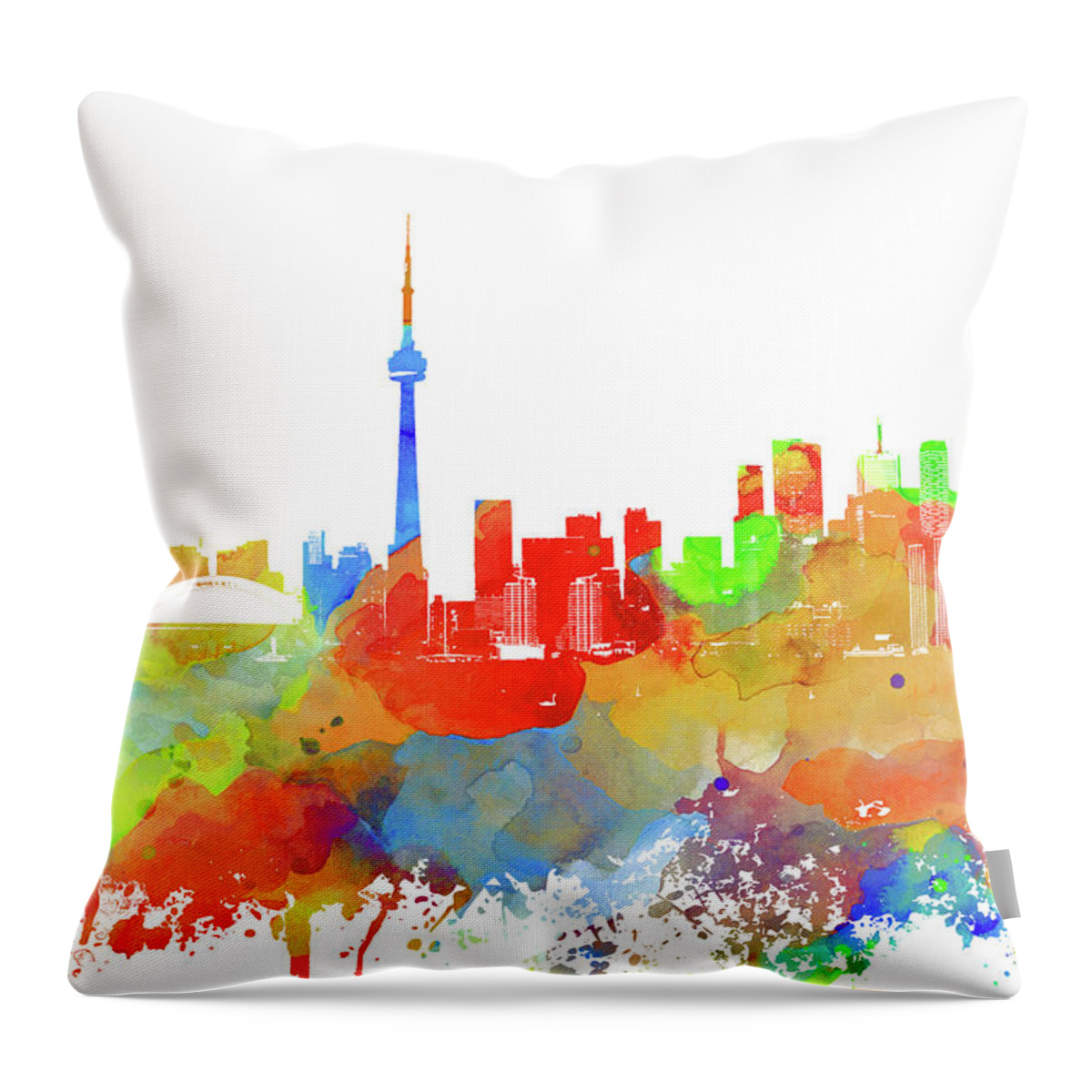 Toronto Throw Pillow featuring the mixed media Toronto Ontario Canada Multicolor Skyline Design 246 by Lucie Dumas