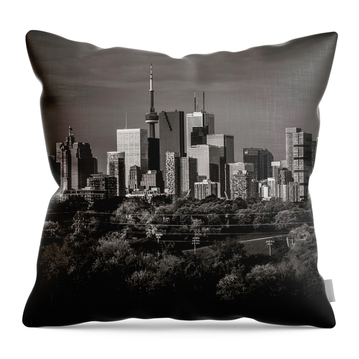 Brian Carson Throw Pillow featuring the photograph Toronto Skyline From Riverdale Park No 6 by Brian Carson