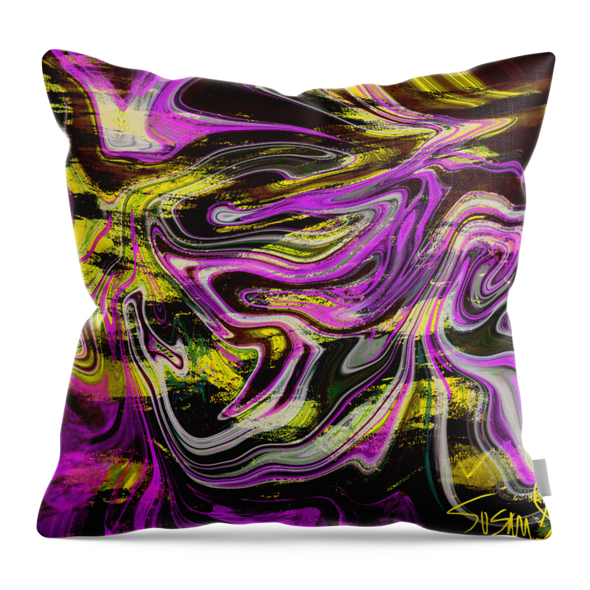 Purple Throw Pillow featuring the digital art Totally Cellular by Susan Fielder