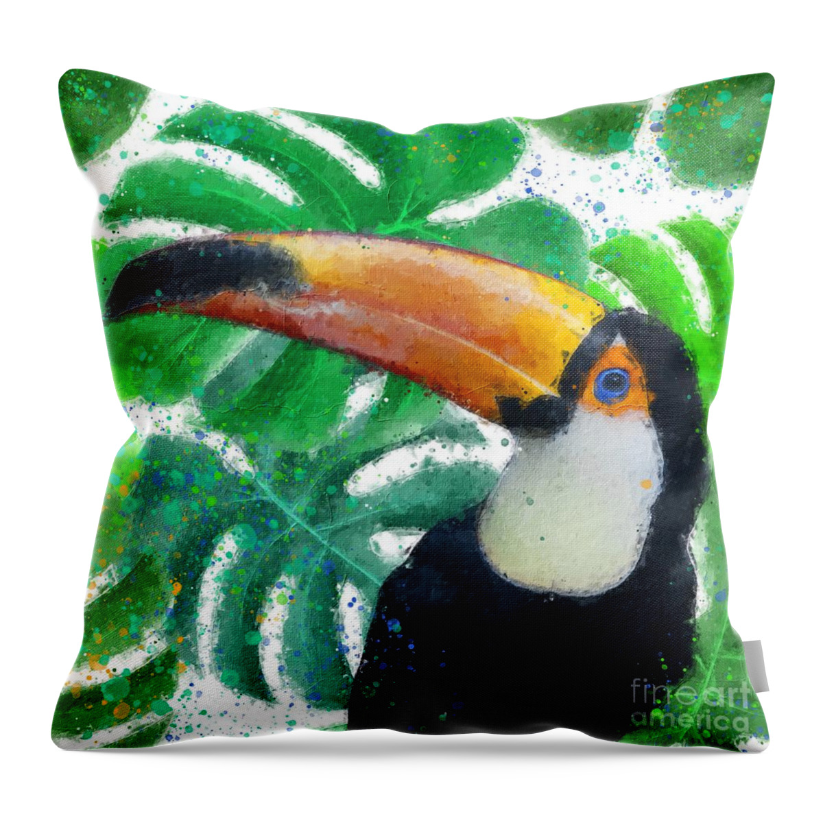 Ara Throw Pillow featuring the painting Toucan 1. by Alexandra Arts