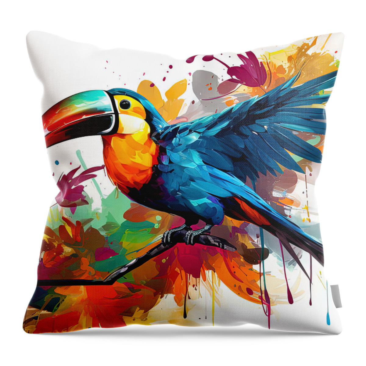Toucan Art Throw Pillow featuring the painting Toucan Paintings by Lourry Legarde