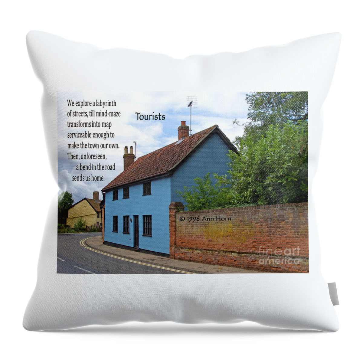 Poem Throw Pillow featuring the photograph Tourists by Ann Horn