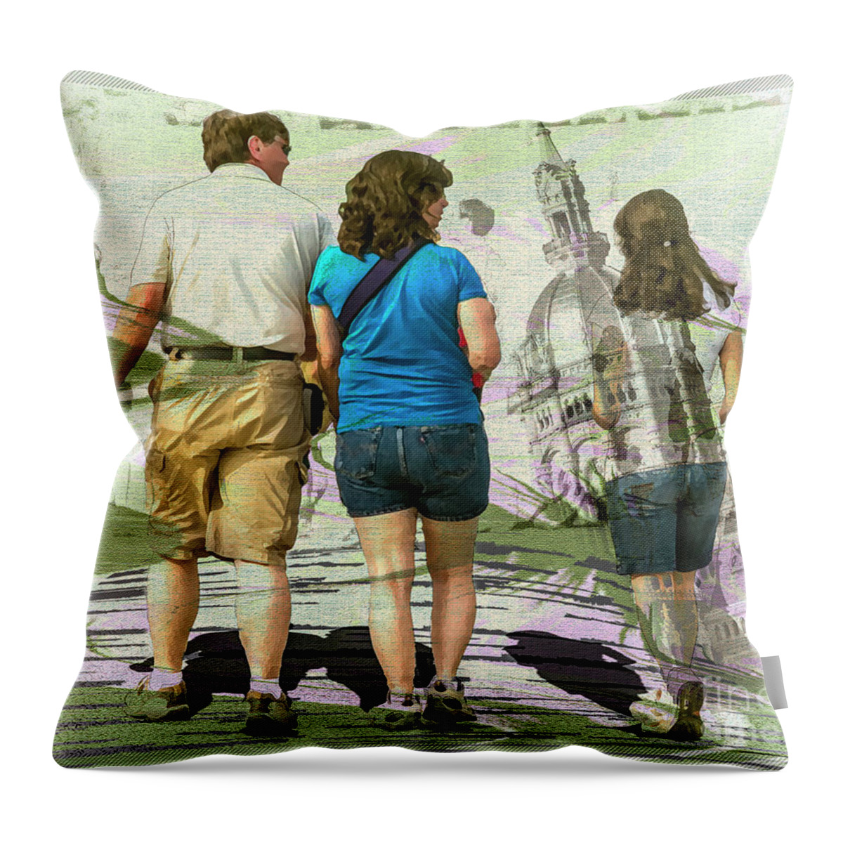 Digital Throw Pillow featuring the digital art Tourists by Anthony Ellis