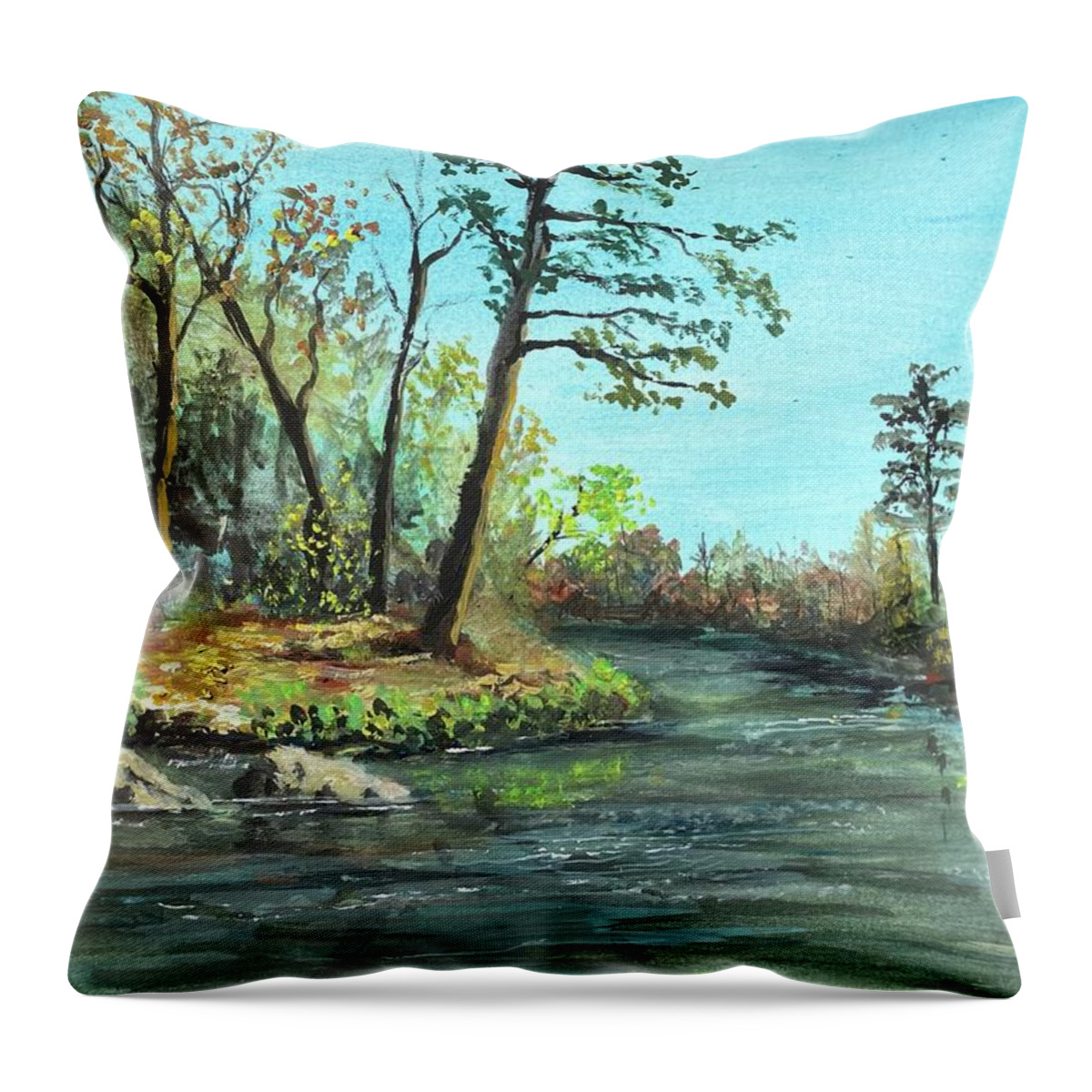 Towaliga River Throw Pillow featuring the painting Towaliga River by Larry Whitler