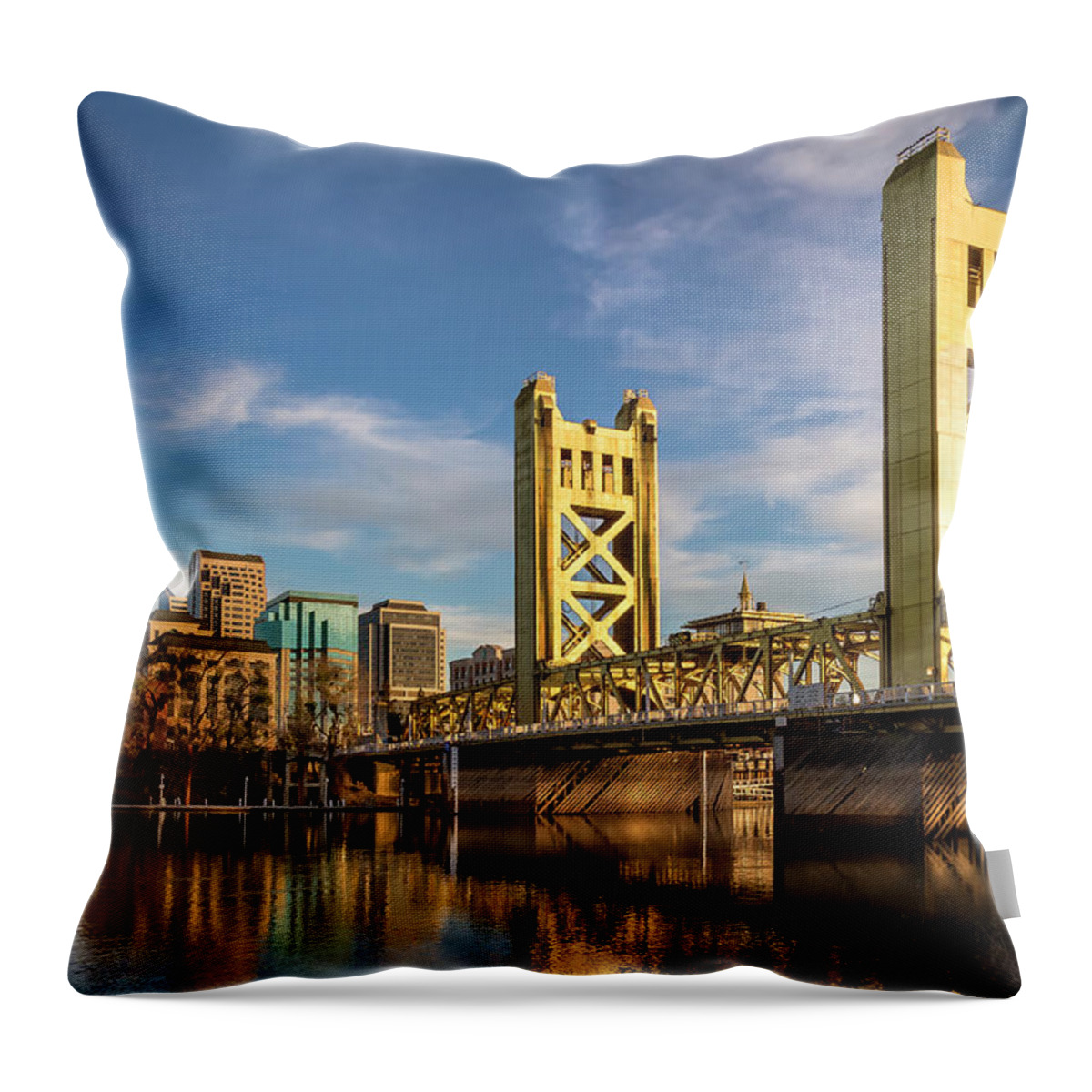 River Throw Pillow featuring the photograph Tower Bridge Sacramento by Gary Geddes