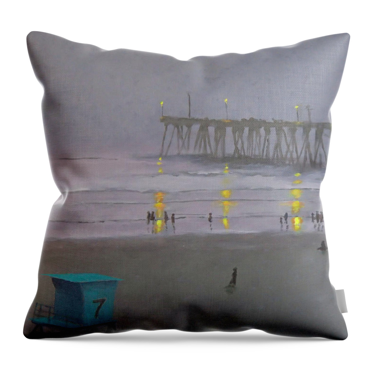 Evening Throw Pillow featuring the painting Tower Number Seven Evening by Philip Fleischer