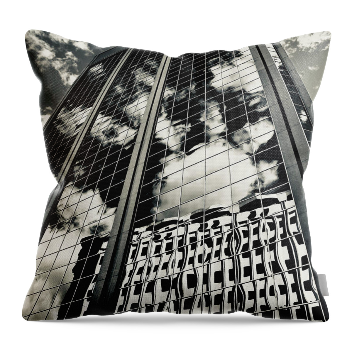 Tower Throw Pillow featuring the photograph Tower Reflections by Linda Bianic