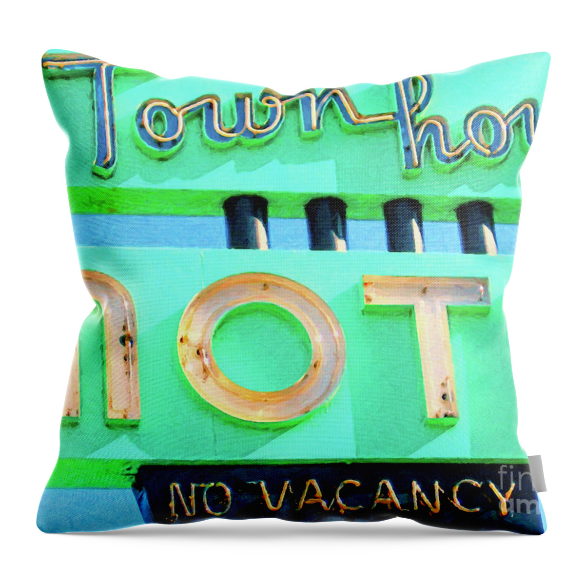 Wingsdomain Throw Pillow featuring the photograph Town House Motel . No Vacancy v3 by Wingsdomain Art and Photography