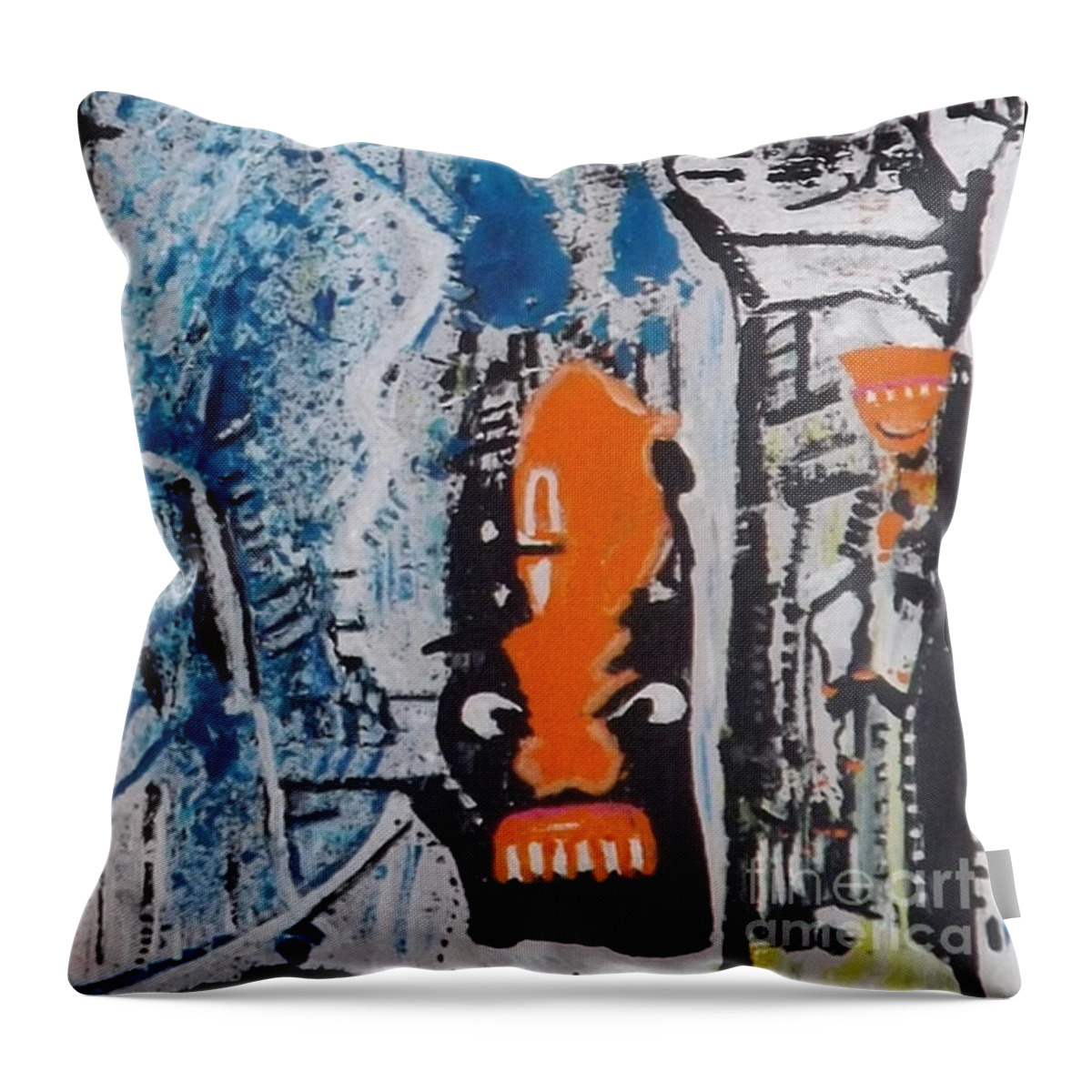 Abstract Portrait Throw Pillow featuring the painting Town Savage by Denise Morgan