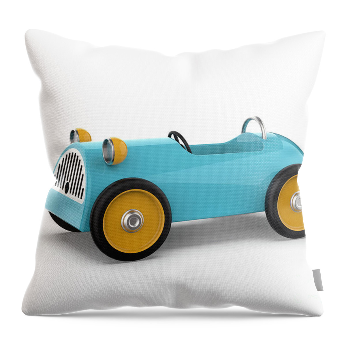 Old Throw Pillow featuring the digital art Toy car isolated on a white background,3d rendering by Bruno Haver