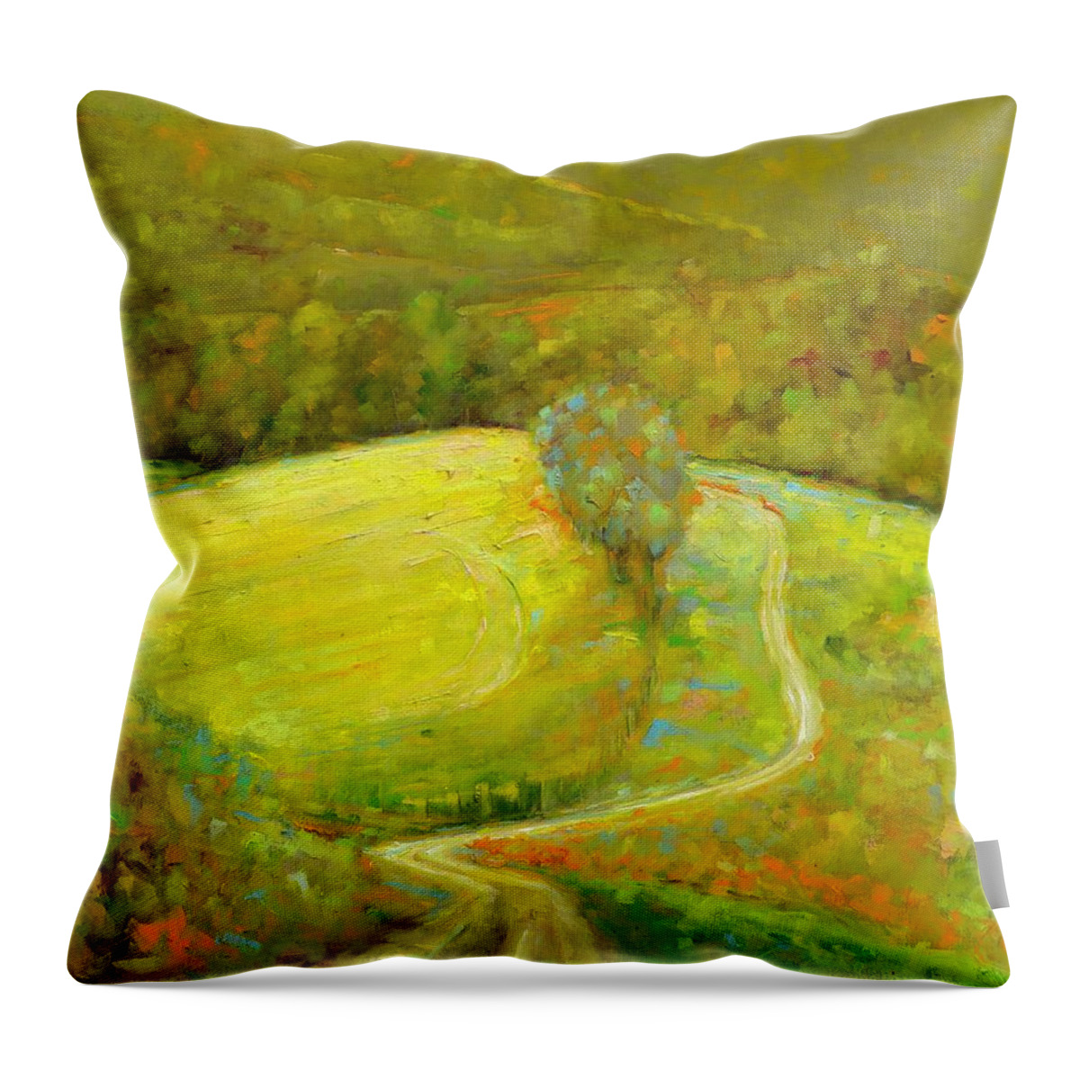 Tracks Throw Pillow featuring the painting Tracks by Roger Clarke