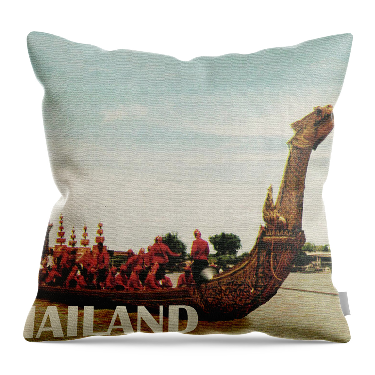 Traditional Boat Throw Pillow featuring the photograph Traditional Boat in Thailand by Long Shot