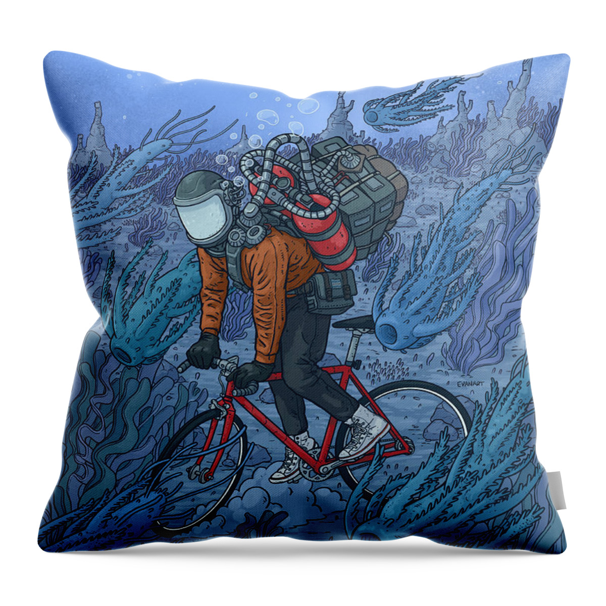 Cycling Throw Pillow featuring the digital art Traffic by EvanArt - Evan Miller