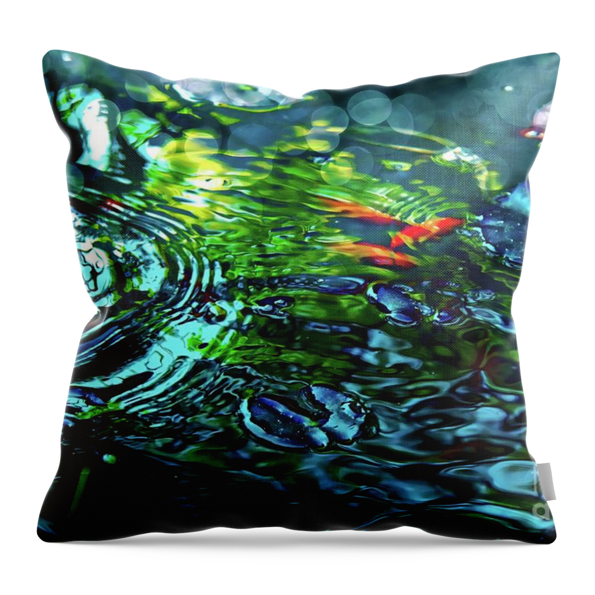 Pond Throw Pillow featuring the mixed media Tranquil water ripples by Jolanta Anna Karolska