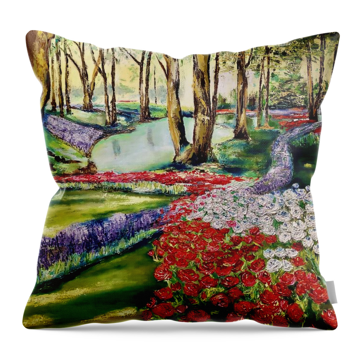 Flower Garden Throw Pillow featuring the painting Tranquility by Sunel De Lange