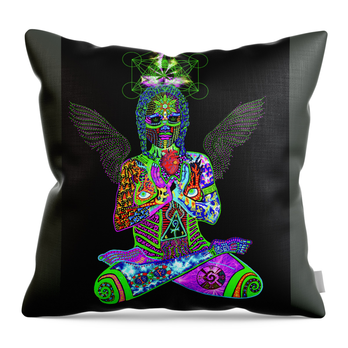 Visionary Art Throw Pillow featuring the mixed media Transurfing Intelligence by Myztico Campo