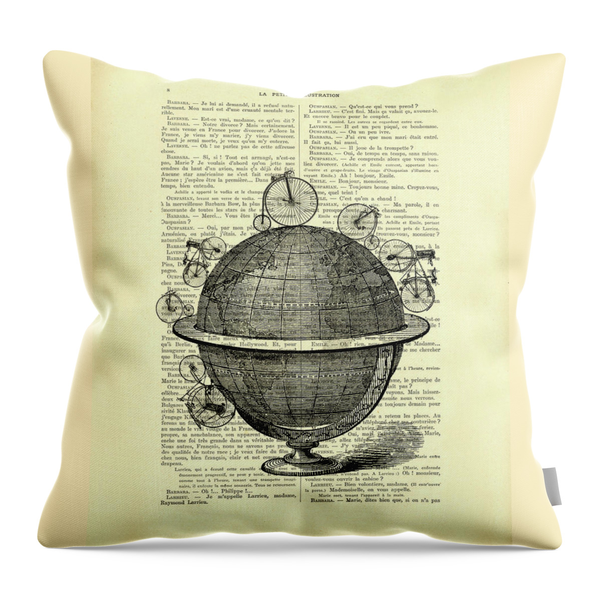 Globe Throw Pillow featuring the digital art Travel around the world by Madame Memento
