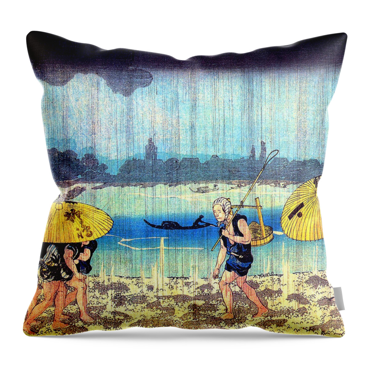 Shore Throw Pillow featuring the digital art Travellers Under the Rain by Long Shot