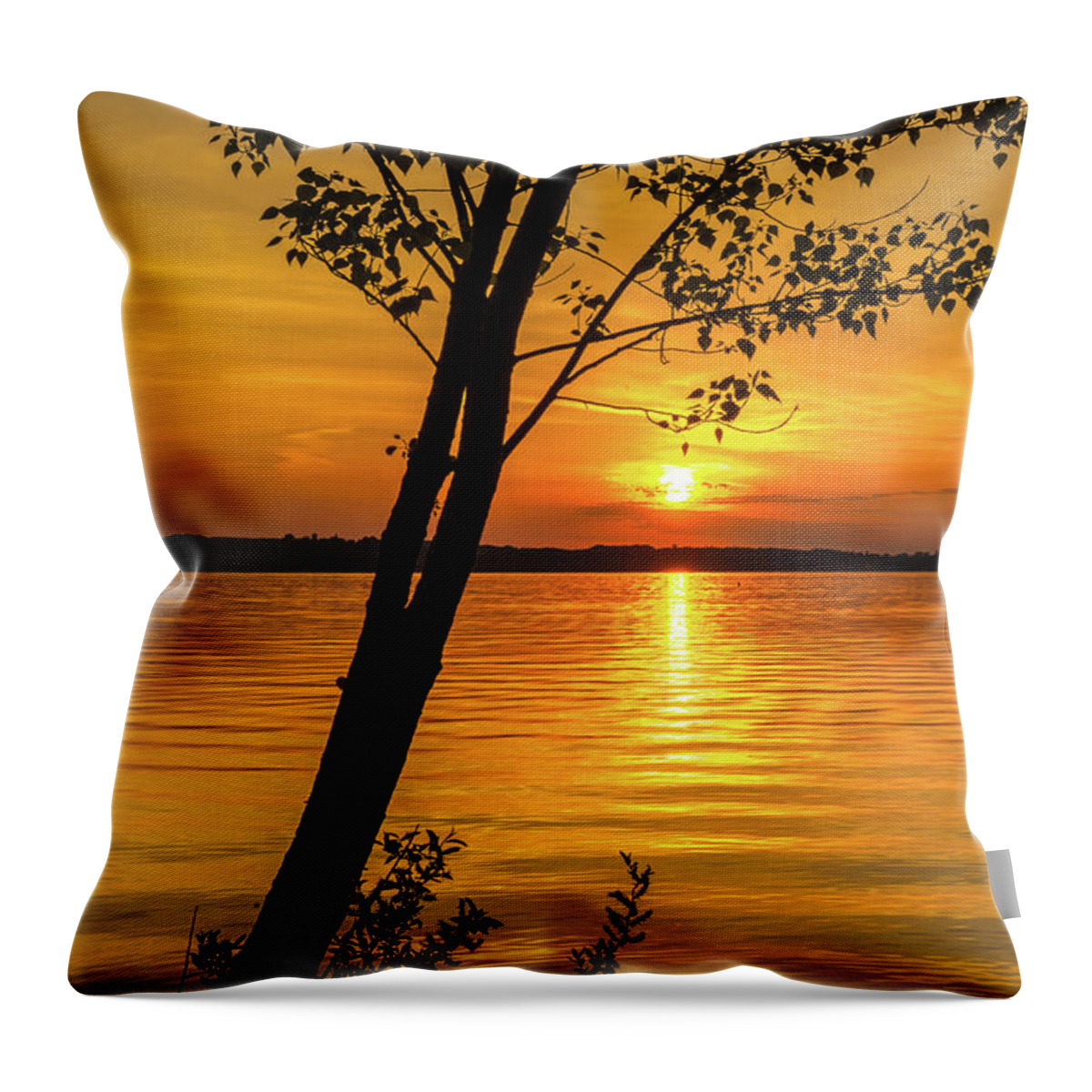 Traverse Bay Sunset Throw Pillow featuring the photograph Traverse Bay Sunset by Dan Sproul