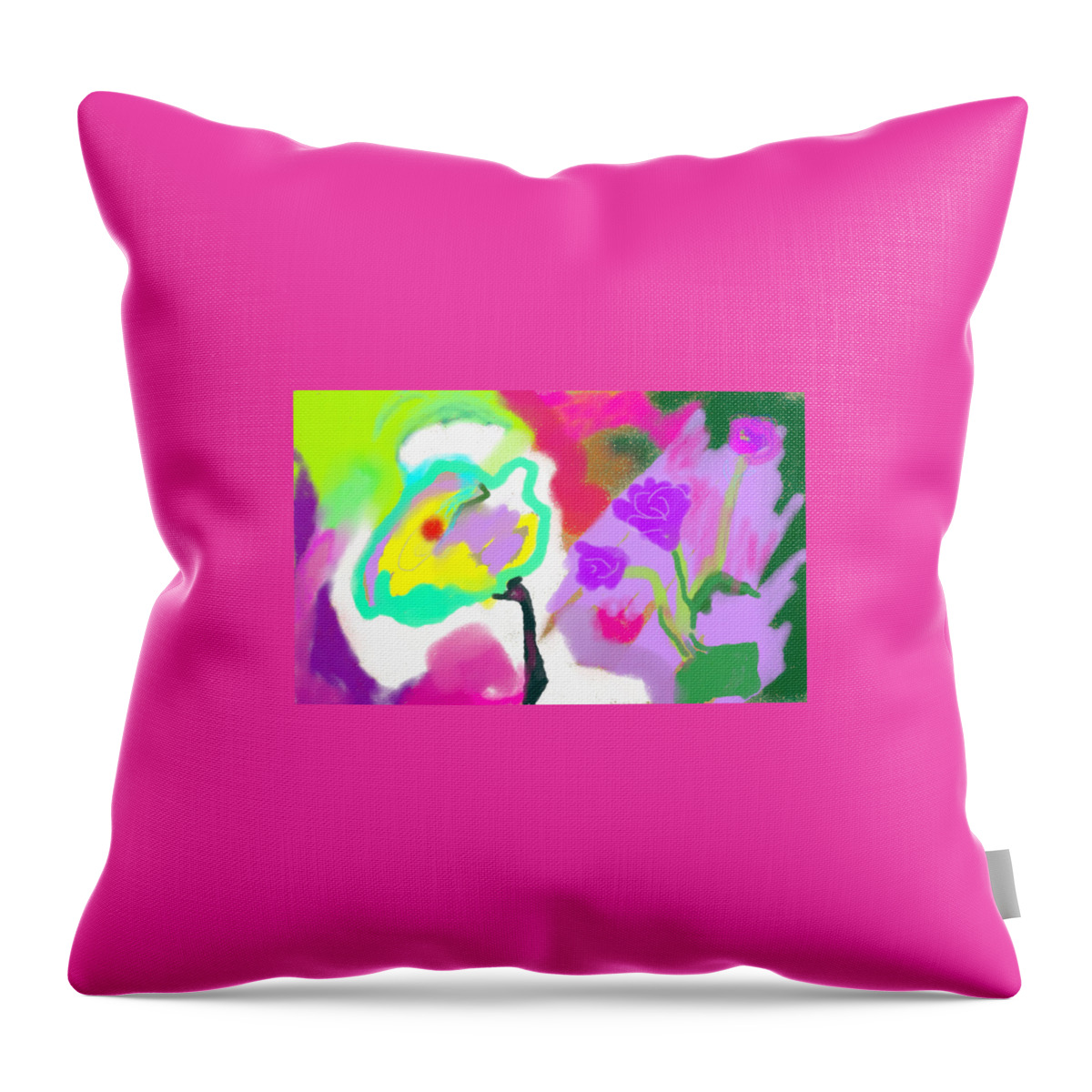 Abstract Throw Pillow featuring the painting Tree And Garden by Alida M Haslett
