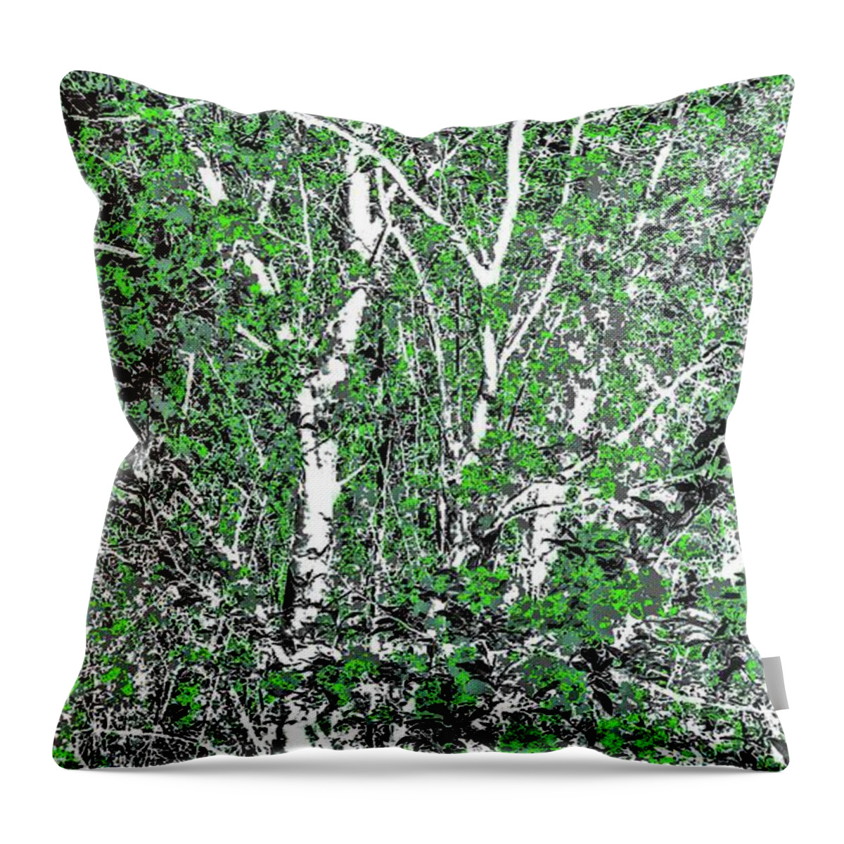 Abstract Trees Throw Pillow featuring the digital art Tree Branch of Green Art by Jeremy Lyman