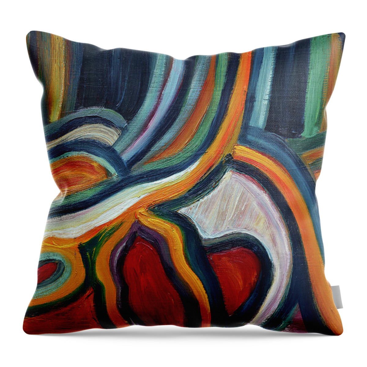 Abstract Throw Pillow featuring the painting Tree Roots by Maria Meester