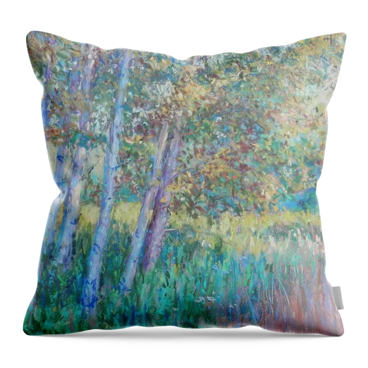 Nature Throw Pillow featuring the painting Trees and Grasses by Michael Camp