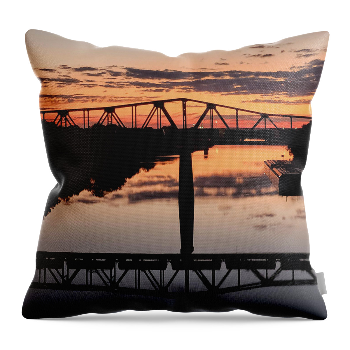 Trestle Throw Pillow featuring the photograph Trestle Over the Black Warrior River by Jeremy Butler