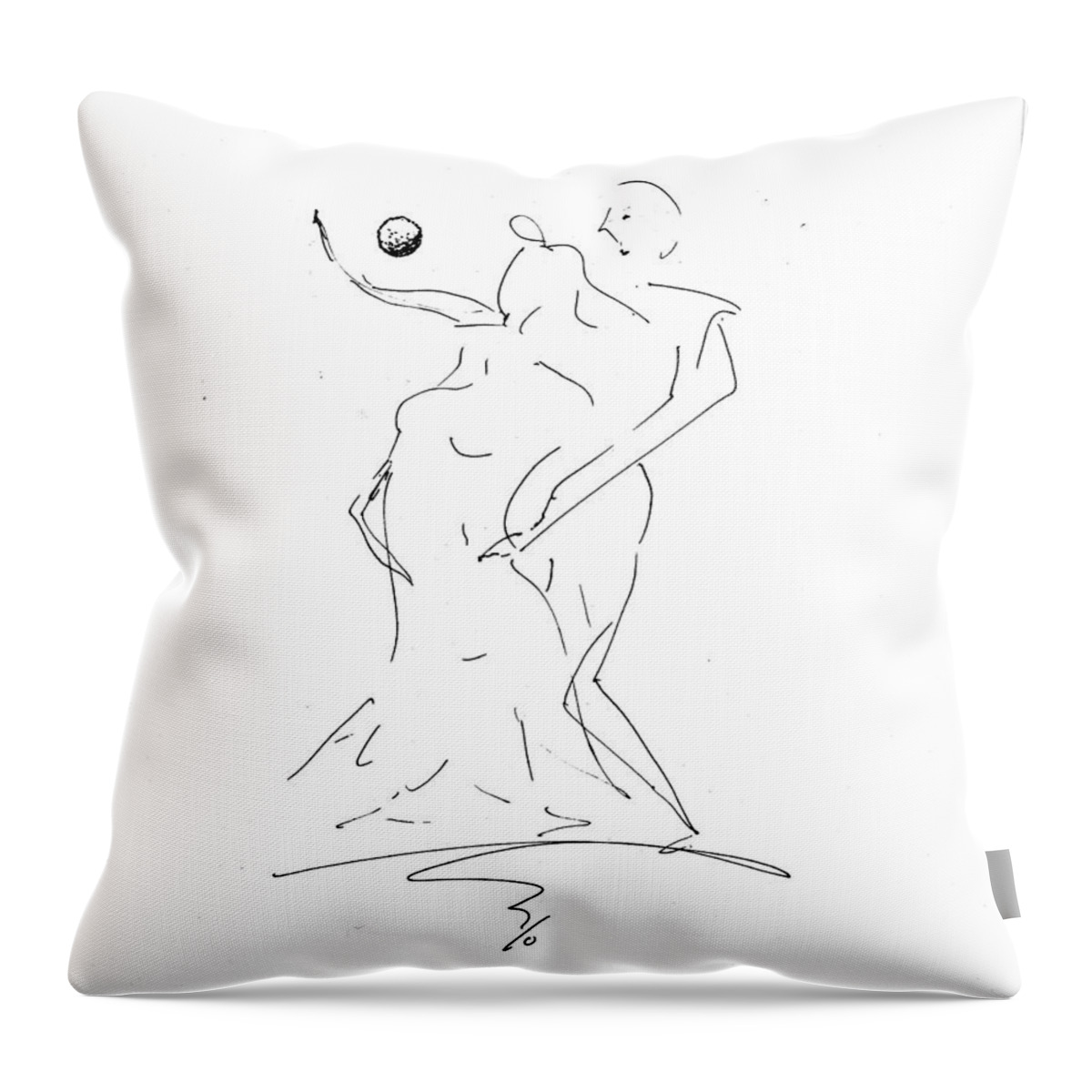  Throw Pillow featuring the drawing Tri - Tango by Raymond Fernandez