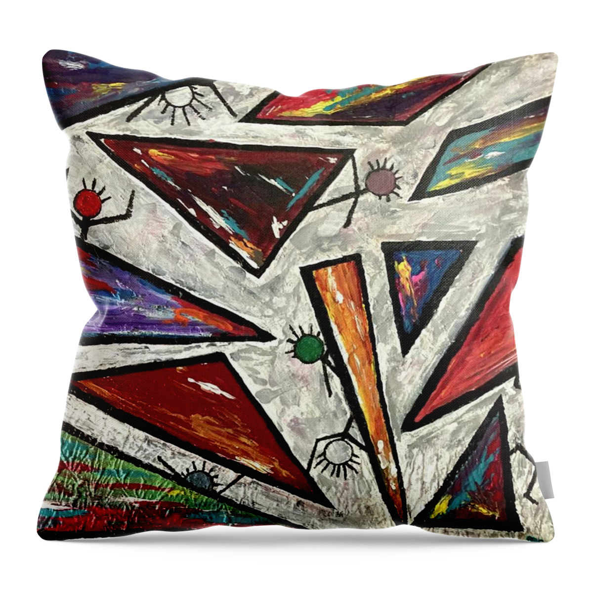 Oil Throw Pillow featuring the painting Triangulate by Mike Coyne