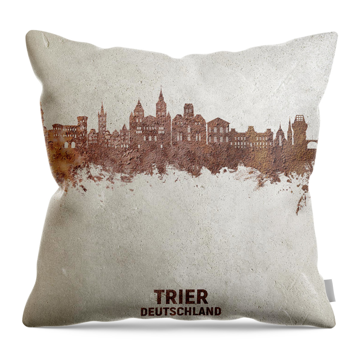 Trier Throw Pillow featuring the digital art Trier Germany Skyline #51 by Michael Tompsett